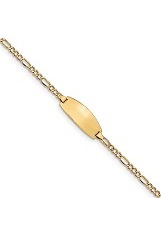 outstanding 14k yellow gold figaro id baby bracelet